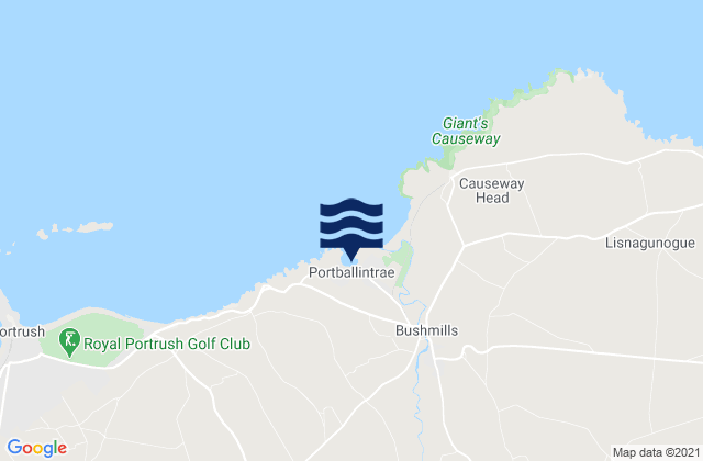 Mapa da tábua de marés em Ballymoney, United Kingdom
