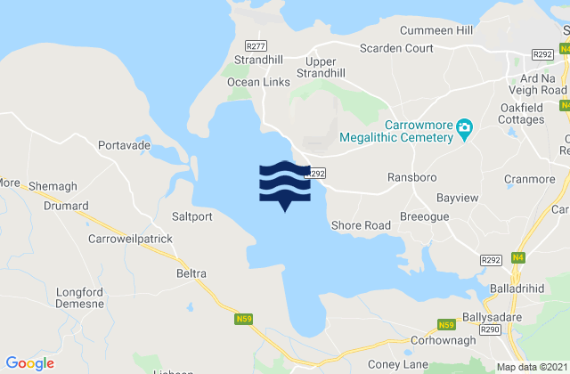 Mapa da tábua de marés em Ballysadare Bay, Ireland