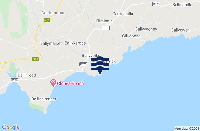 Mapa da tábua de marés em Ballyvoyle Head, Ireland