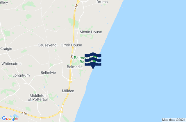 Mapa da tábua de marés em Balmedie Country Park Beach, United Kingdom