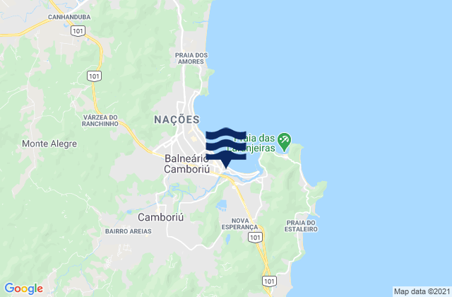 Mapa da tábua de marés em Balneário Camboriú, Brazil