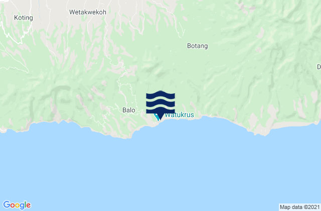 Mapa da tábua de marés em Baluk, Indonesia