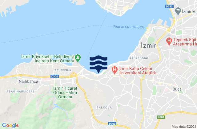 Mapa da tábua de marés em Balçova, Turkey