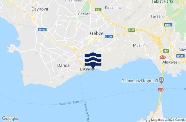 Mapa da tábua de marés em Balçık, Turkey