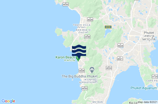 Mapa da tábua de marés em Ban Karon, Thailand