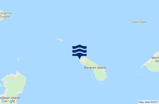 Mapa da tábua de marés em Banaran Island, Philippines