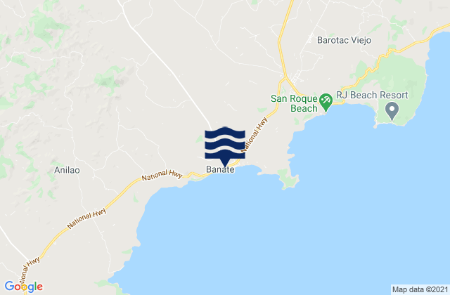 Mapa da tábua de marés em Banate, Philippines