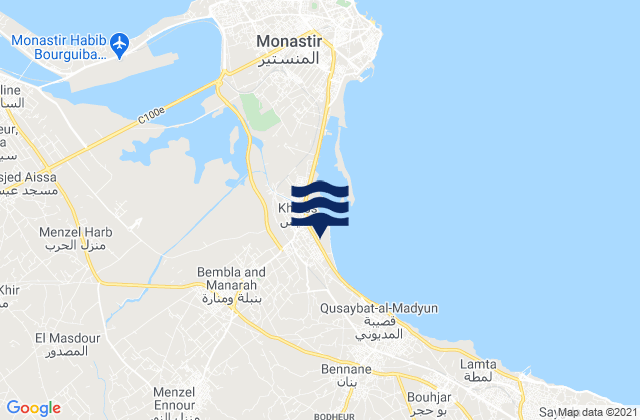 Mapa da tábua de marés em Banbalah, Tunisia