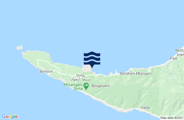 Mapa da tábua de marés em Bandajou, Comoros