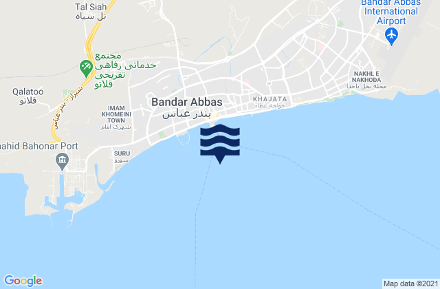 Mapa da tábua de marés em Bandar-e-Abbas, Iran