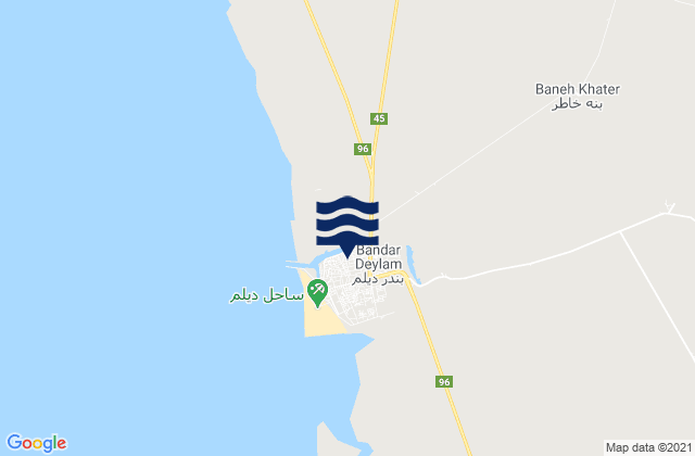 Mapa da tábua de marés em Bandar-e Deylam, Iran