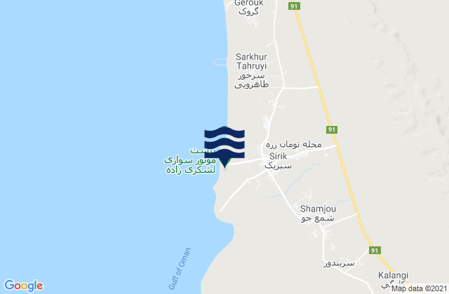 Mapa da tábua de marés em Bandar-e Sirik, Iran
