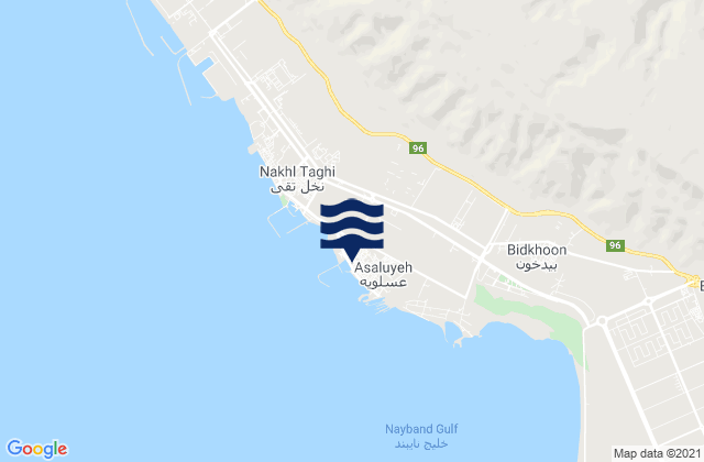 Mapa da tábua de marés em Bandar-e ‘Asalūyeh, Iran