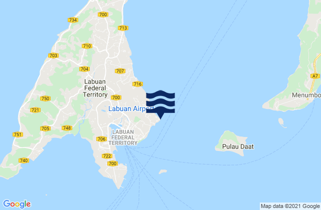 Mapa da tábua de marés em Bandar Labuan, Malaysia
