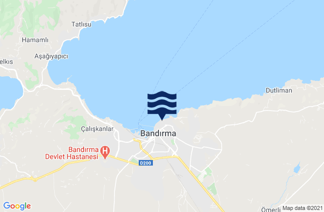 Mapa da tábua de marés em Bandırma, Turkey