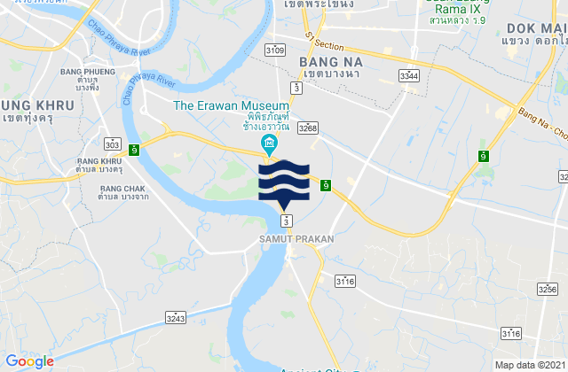 Mapa da tábua de marés em Bang Na, Thailand