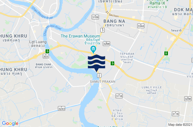 Mapa da tábua de marés em Bangkok, Thailand