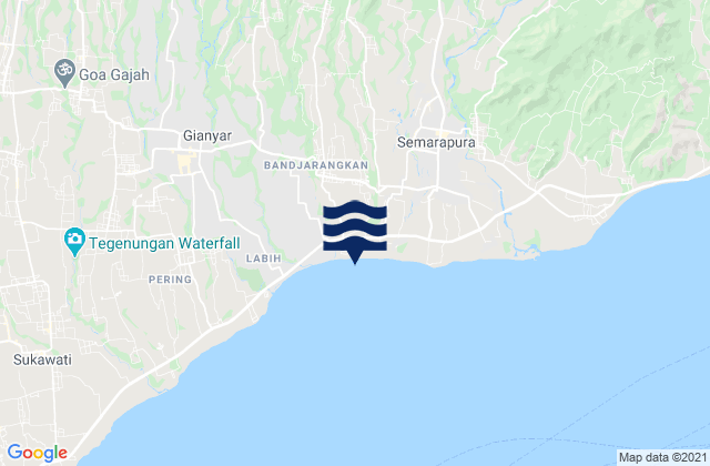 Mapa da tábua de marés em Bangli, Indonesia