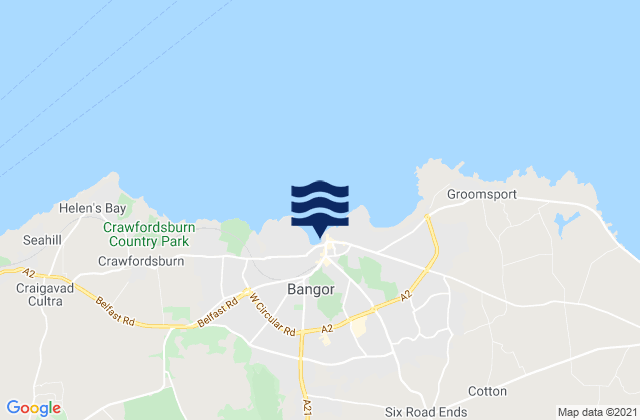 Mapa da tábua de marés em Bangor, United Kingdom