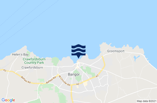 Mapa da tábua de marés em Bangor Bay, United Kingdom