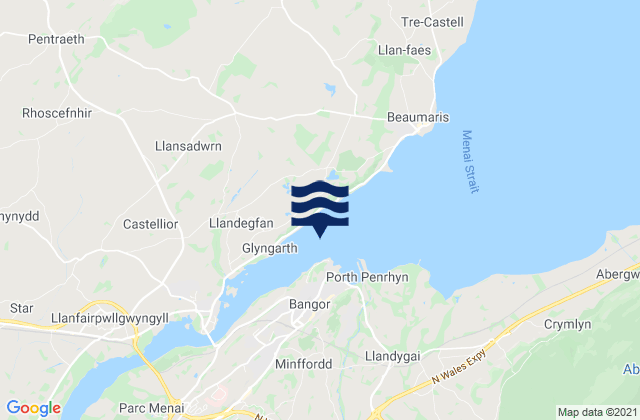 Mapa da tábua de marés em Bangor Pier, United Kingdom
