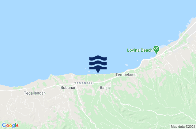 Mapa da tábua de marés em Banjar Dawan, Indonesia
