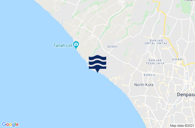 Mapa da tábua de marés em Banjar Kerobokan, Indonesia