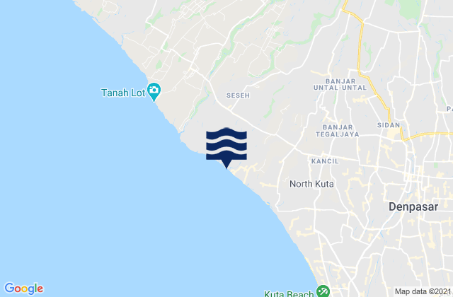 Mapa da tábua de marés em Banjar Pekenjelodan, Indonesia