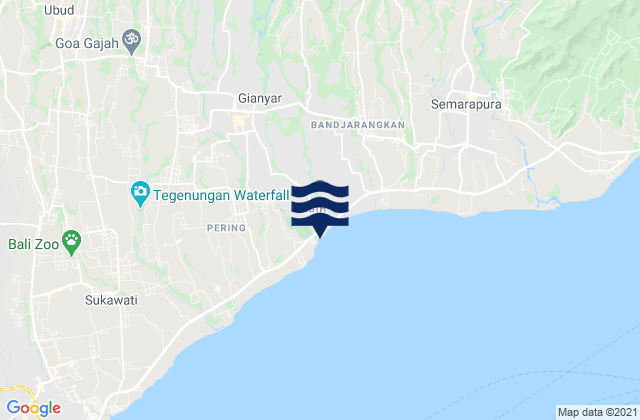 Mapa da tábua de marés em Banjar Ubud, Indonesia