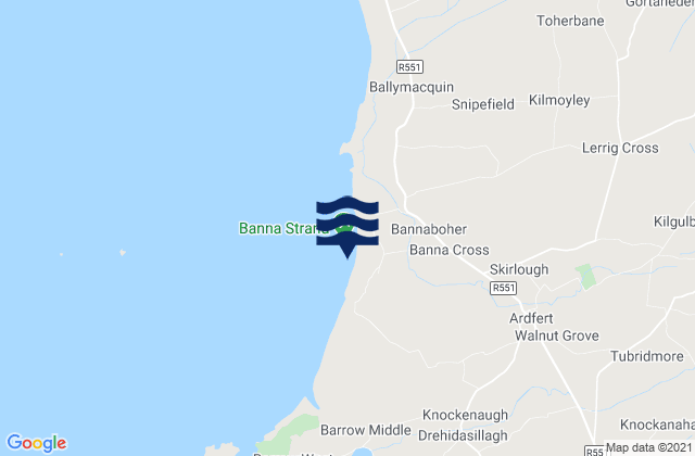 Mapa da tábua de marés em Banna Beach, Ireland