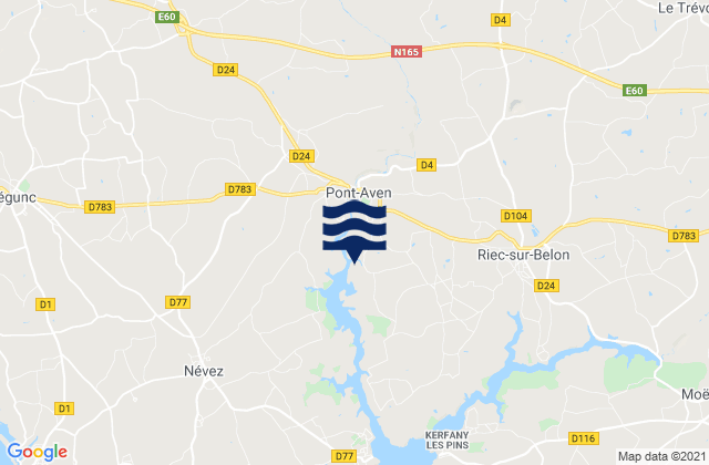 Mapa da tábua de marés em Bannalec, France
