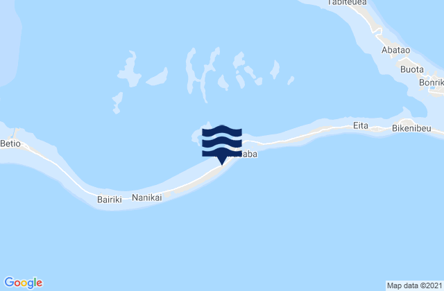 Mapa da tábua de marés em Banraeaba Village, Kiribati