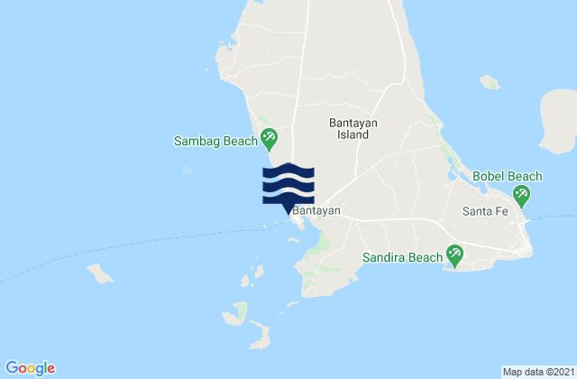 Mapa da tábua de marés em Bantayan Bantayan Island, Philippines