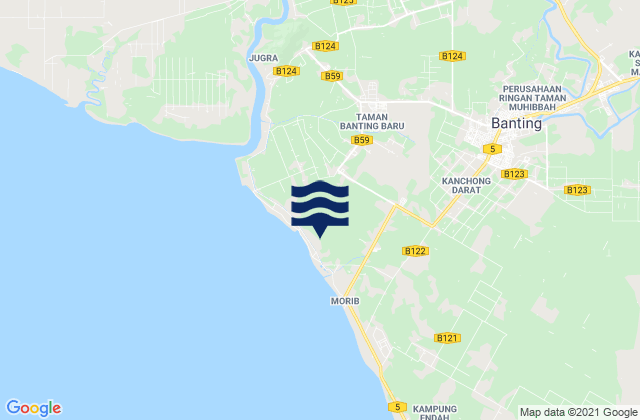 Mapa da tábua de marés em Banting, Malaysia