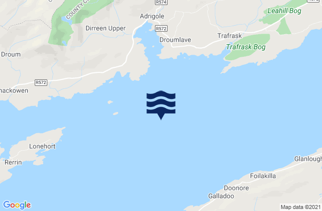 Mapa da tábua de marés em Bantry Bay, Ireland