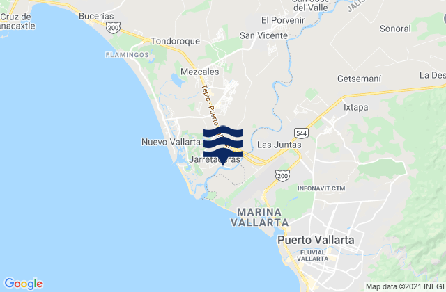 Mapa da tábua de marés em Banus Vallarta (Verde Vallarta), Mexico
