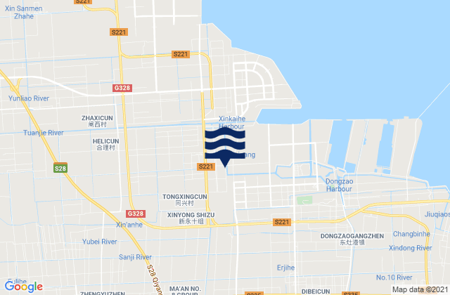 Mapa da tábua de marés em Baochang, China