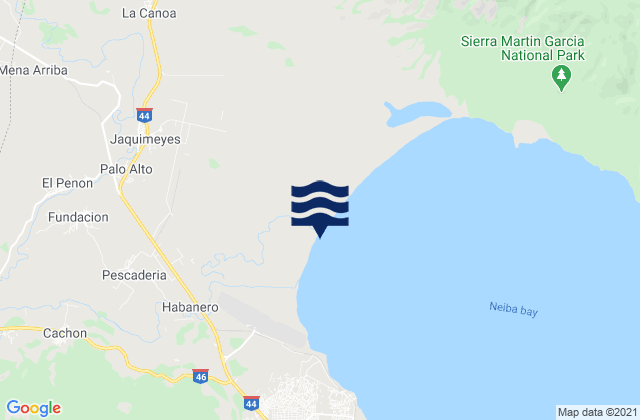 Mapa da tábua de marés em Baorvco, Dominican Republic