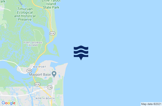 Mapa da tábua de marés em Bar Cut 0.6 n.mi. ENE of St. Johns Point, United States