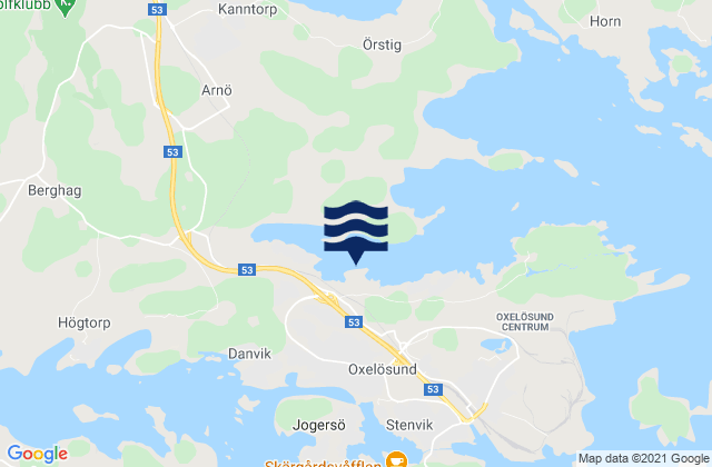 Mapa da tábua de marés em Bara, Sweden