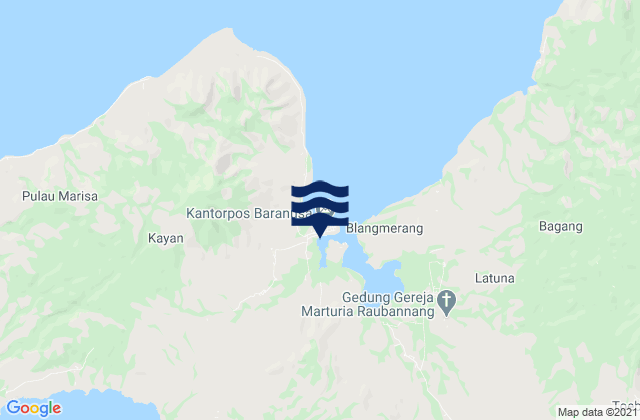 Mapa da tábua de marés em Baranusa, Indonesia