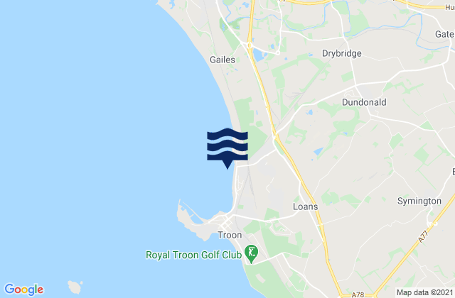Mapa da tábua de marés em Barassie Beach, United Kingdom