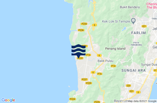 Mapa da tábua de marés em Barat Daya, Malaysia