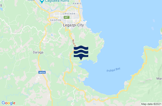Mapa da tábua de marés em Barayong, Philippines