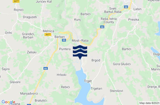 Mapa da tábua de marés em Barban, Croatia