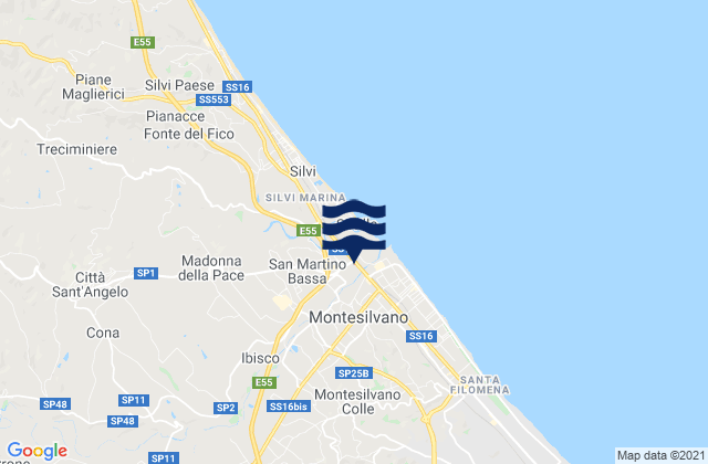 Mapa da tábua de marés em Barberi, Italy