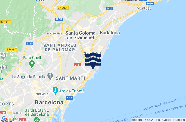 Mapa da tábua de marés em Barberà del Vallès, Spain