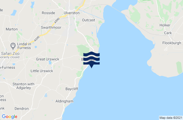 Mapa da tábua de marés em Bardsea Beach, United Kingdom