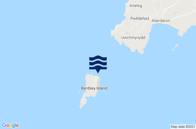 Mapa da tábua de marés em Bardsey Island, United Kingdom