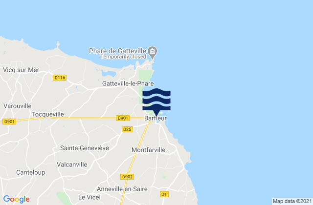 Mapa da tábua de marés em Barfleur, France